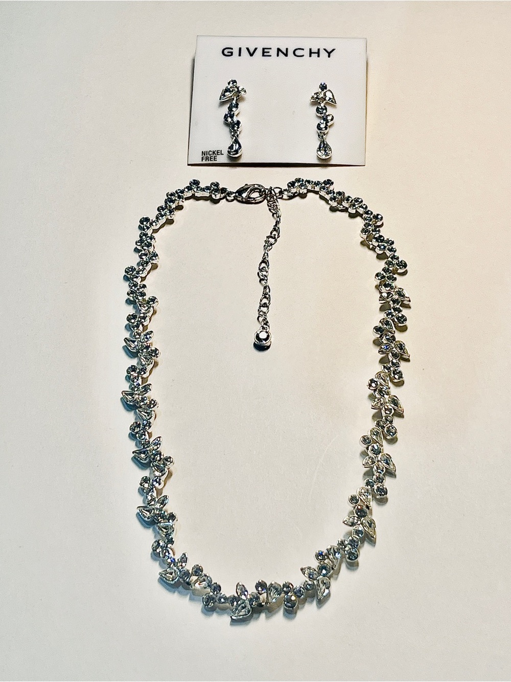 Givenchy Crystal Floral Wreath Necklace & Matching Crystal Cluster Earrings